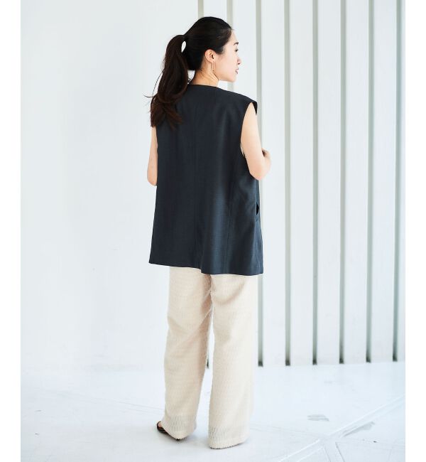 le.coeur blanc「《手洗い可能》Vカラージレジャケット」|ベスト・ジレ|