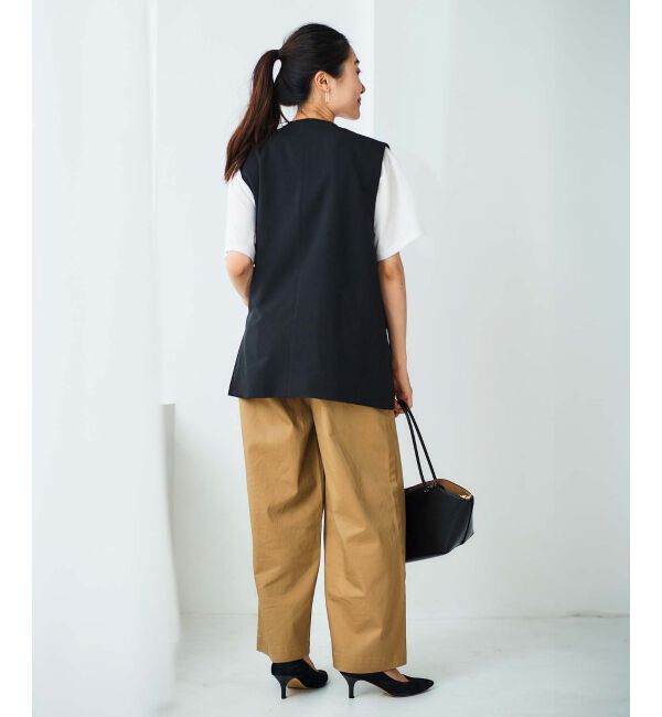 le.coeur blanc「《手洗い可能》Vカラージレジャケット」|ベスト・ジレ|