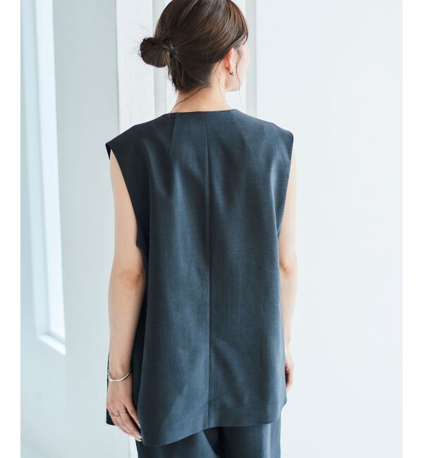 le.coeur blanc「《手洗い可能》Vカラージレジャケット」|ベスト・ジレ|