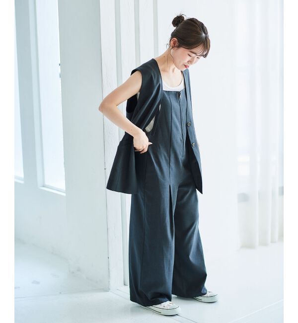 le.coeur blanc「《手洗い可能》Vカラージレジャケット」|ベスト・ジレ|