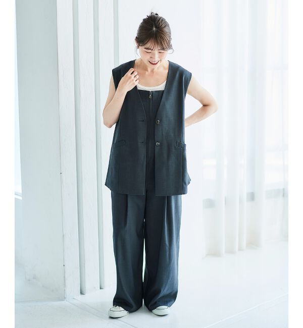 le.coeur blanc「《手洗い可能》Vカラージレジャケット」|ベスト・ジレ|