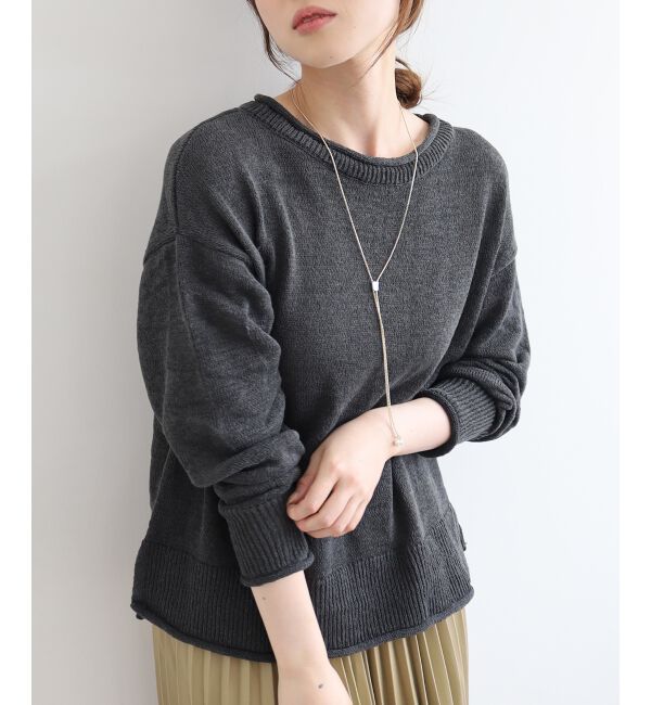 le.coeur blanc「ファンシーヤーンロールデザインニット」|ニット・セーター|D／グレー