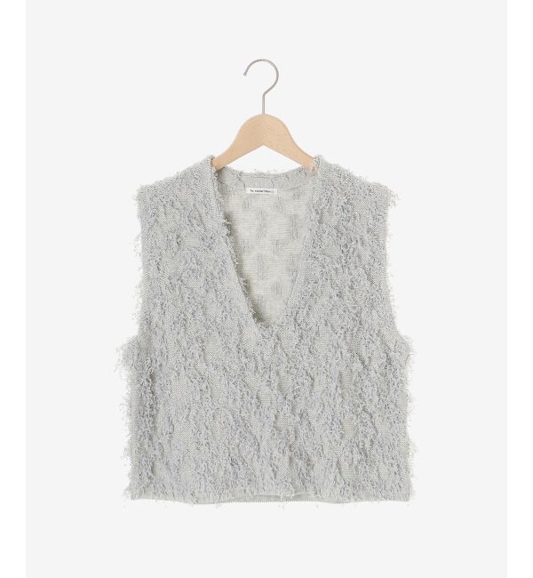 le.coeur blanc「《手洗い可能》フリンジ編みVネックベスト」|ベスト・ジレ|