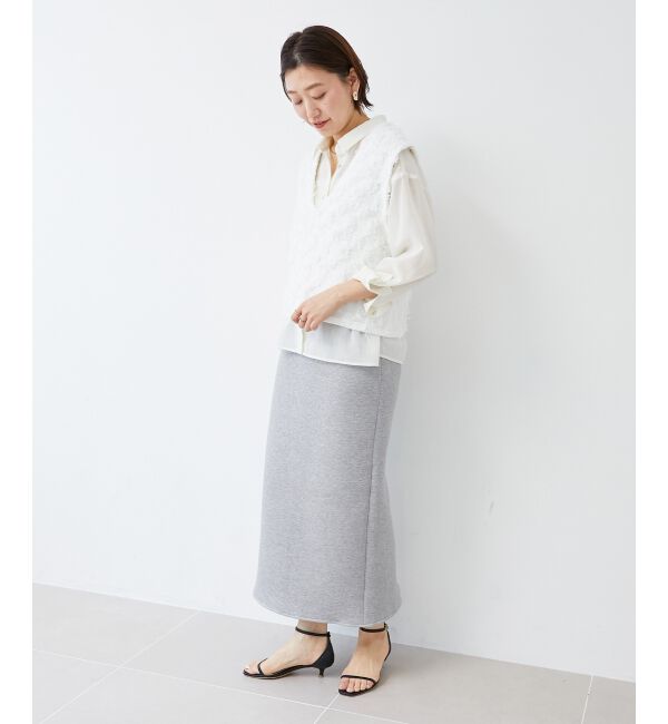 le.coeur blanc「《手洗い可能》フリンジ編みVネックベスト」|ベスト・ジレ|