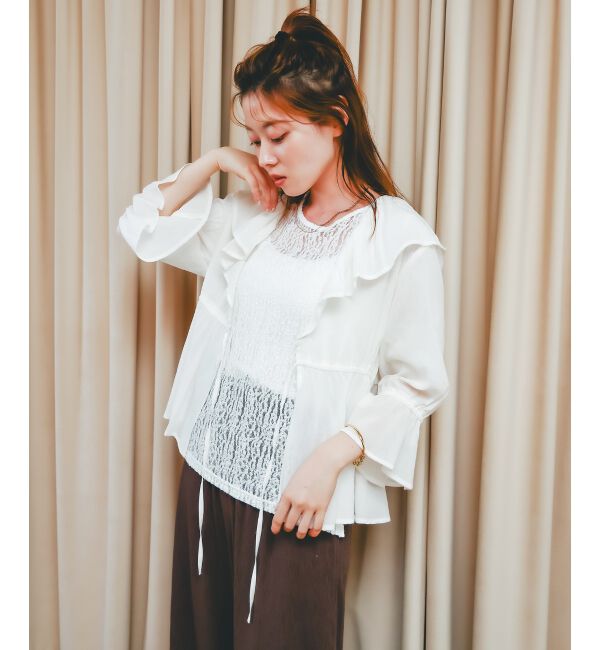  「フリルカラーペプラムブラウス」|シャツ・ブラウス|