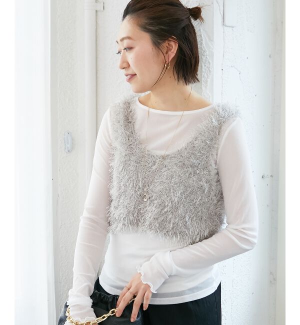  「シャギーUネックベスト」|ベスト・ジレ|ｸﾞﾚｰｼﾞｭ