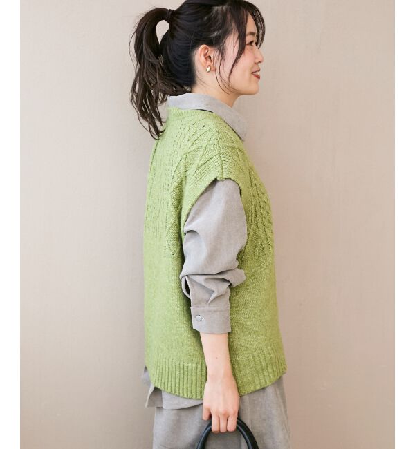  「《WEB限定アイテム》ケーブル柄ニットベスト」|ベスト・ジレ|