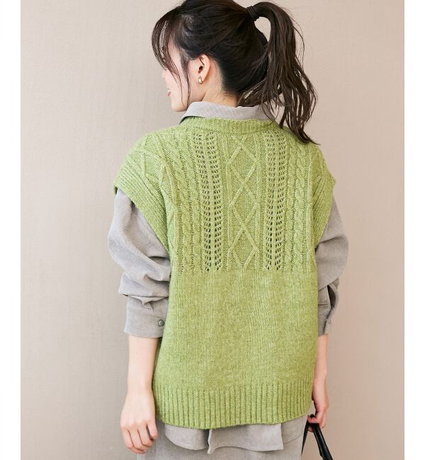 「《WEB限定アイテム》ケーブル柄ニットベスト」|ベスト・ジレ|