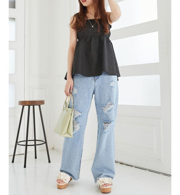 MAJESTICLEGON「ジャカードペプラムキャミブラウス」|シャツ・ブラウス|