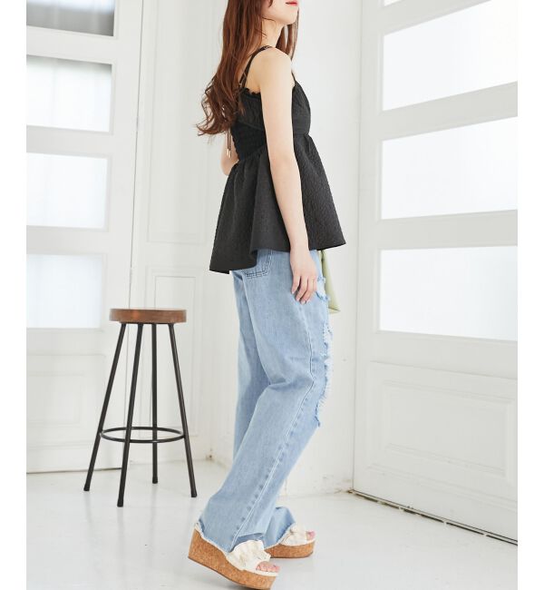 MAJESTICLEGON「ジャカードペプラムキャミブラウス」|シャツ・ブラウス|