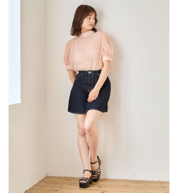 MAJESTICLEGON「バックリボンパールシアーブラウス」|シャツ・ブラウス|