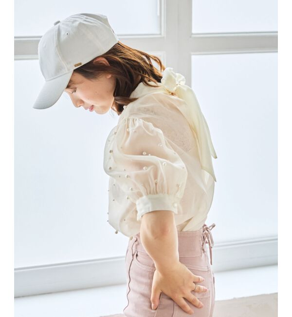 MAJESTICLEGON「バックリボンパールシアーブラウス」|シャツ・ブラウス|