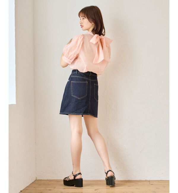 MAJESTICLEGON「バックリボンパールシアーブラウス」|シャツ・ブラウス|