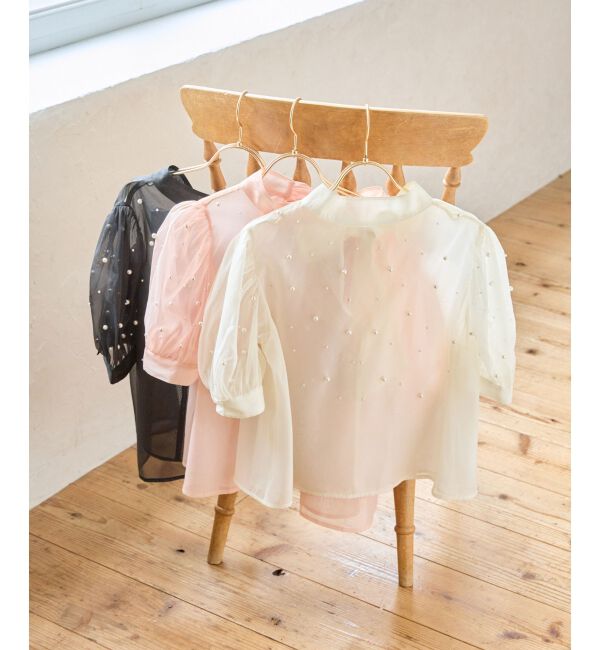 MAJESTICLEGON「バックリボンパールシアーブラウス」|シャツ・ブラウス|