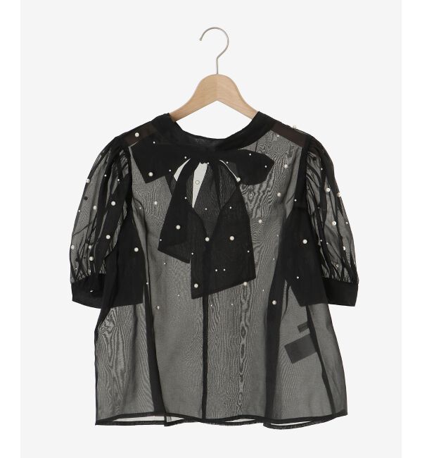 MAJESTICLEGON「バックリボンパールシアーブラウス」|シャツ・ブラウス|