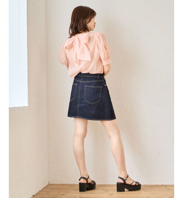 MAJESTICLEGON「バックリボンパールシアーブラウス」|シャツ・ブラウス|