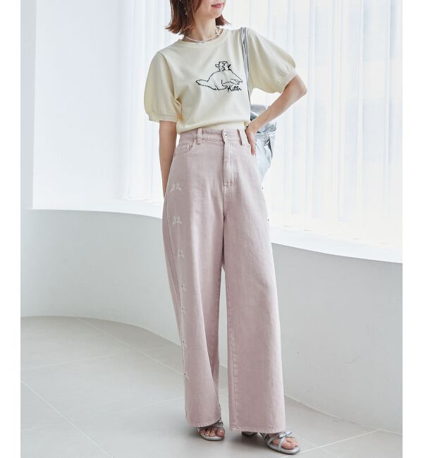 MAJESTICLEGON「キャットジャカード半袖ニット」|ニット・セーター|