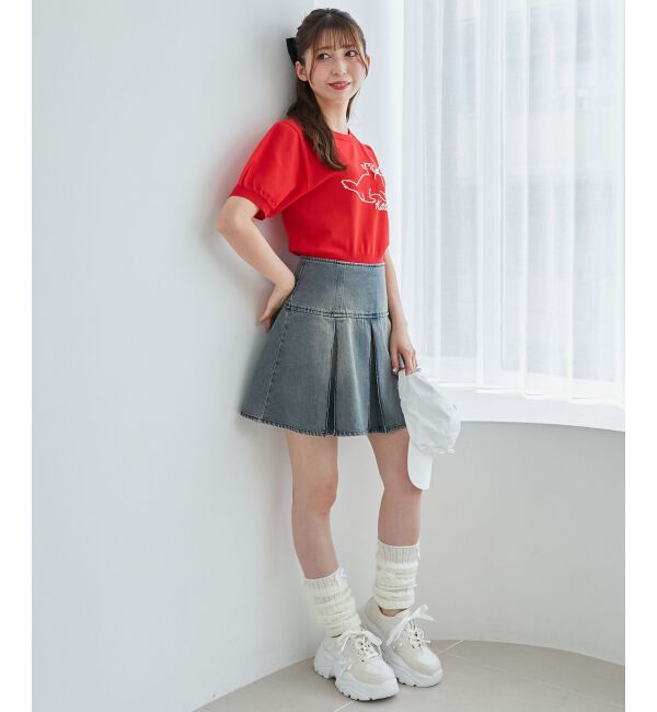 MAJESTICLEGON「キャットジャカード半袖ニット」|ニット・セーター|