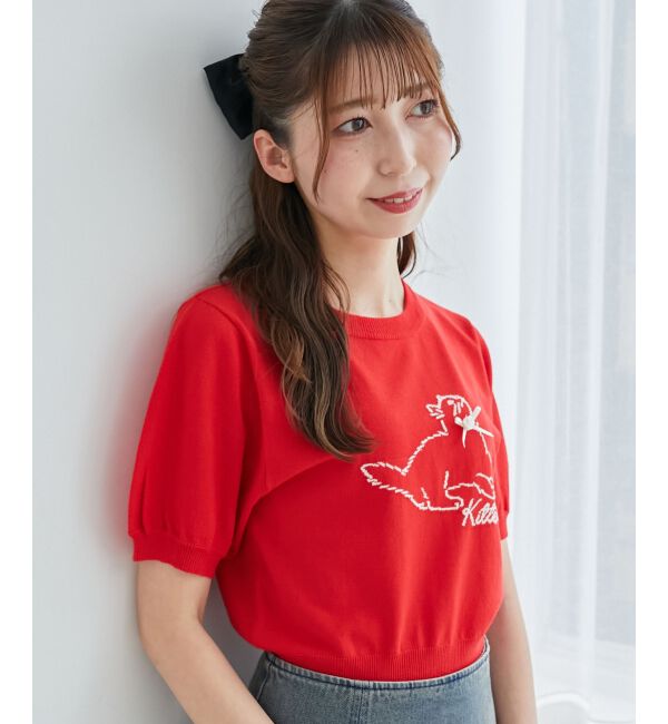 MAJESTICLEGON「キャットジャカード半袖ニット」|ニット・セーター|