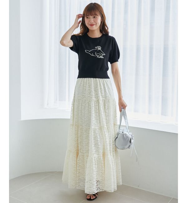 MAJESTICLEGON「キャットジャカード半袖ニット」|ニット・セーター|