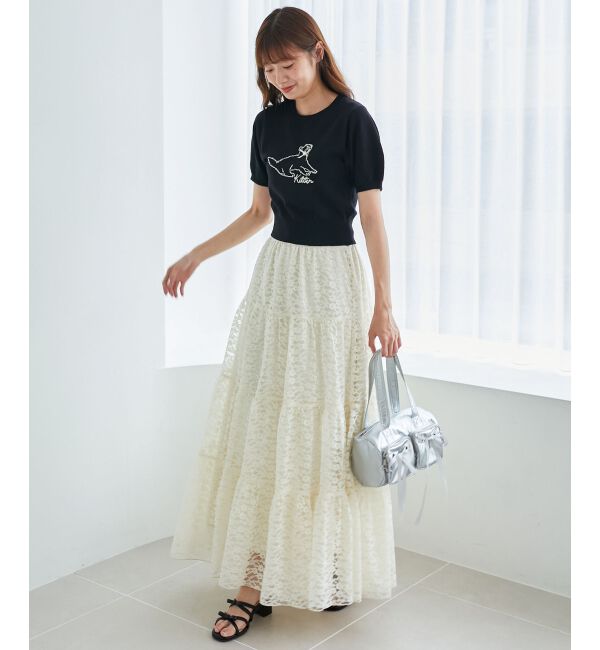 MAJESTICLEGON「キャットジャカード半袖ニット」|ニット・セーター|