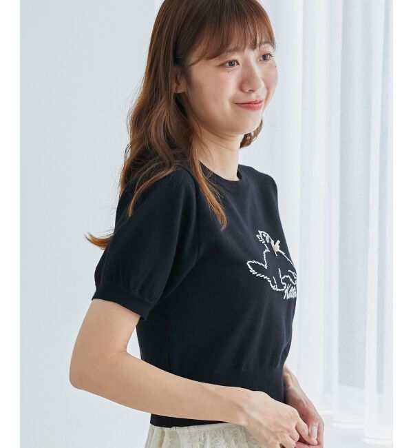 MAJESTICLEGON「キャットジャカード半袖ニット」|ニット・セーター|