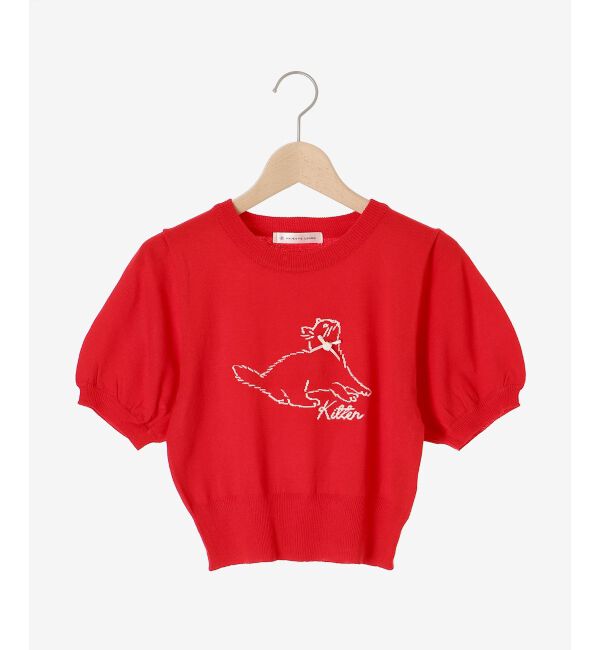 MAJESTICLEGON「キャットジャカード半袖ニット」|ニット・セーター|