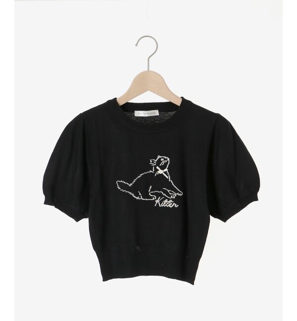 MAJESTICLEGON「キャットジャカード半袖ニット」|ニット・セーター|