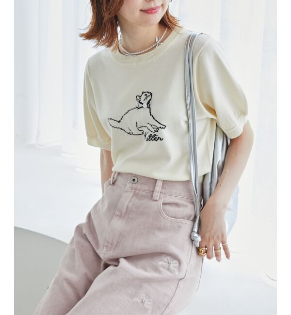 MAJESTICLEGON「キャットジャカード半袖ニット」|ニット・セーター|