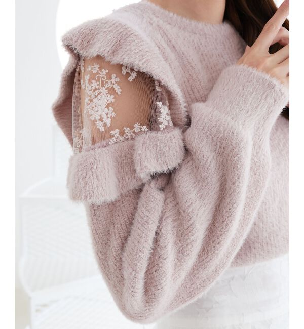  「Ladyフリルシャギーニット」|ニット・セーター|ピンク