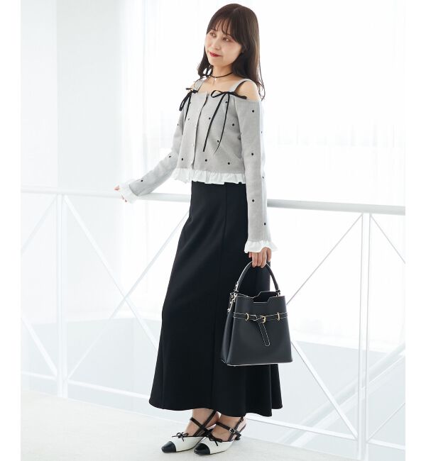  「2wayリボンドット肩あきニット」|ニット・セーター|