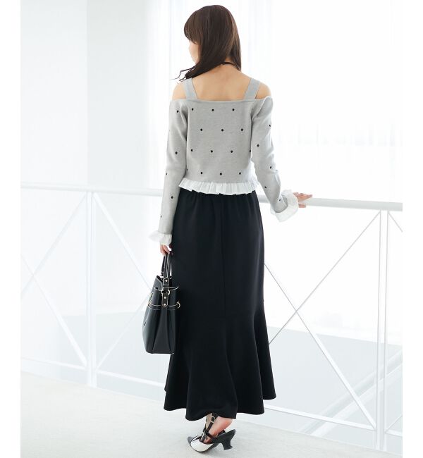  「2wayリボンドット肩あきニット」|ニット・セーター|