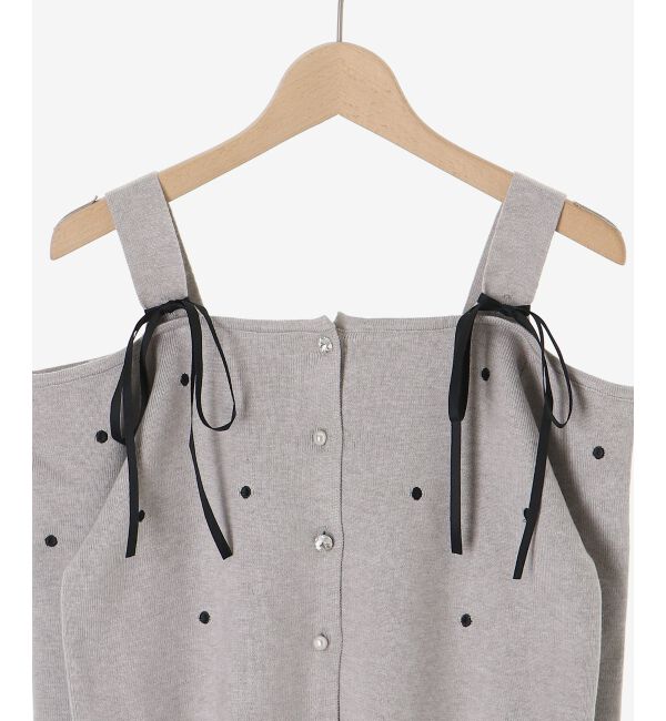  「2wayリボンドット肩あきニット」|ニット・セーター|