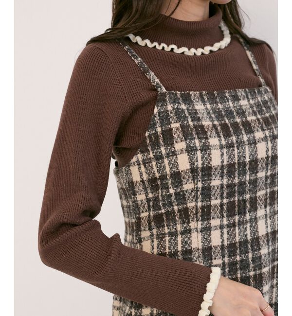  「パイピングフリルタートルニット」|ニット・セーター|