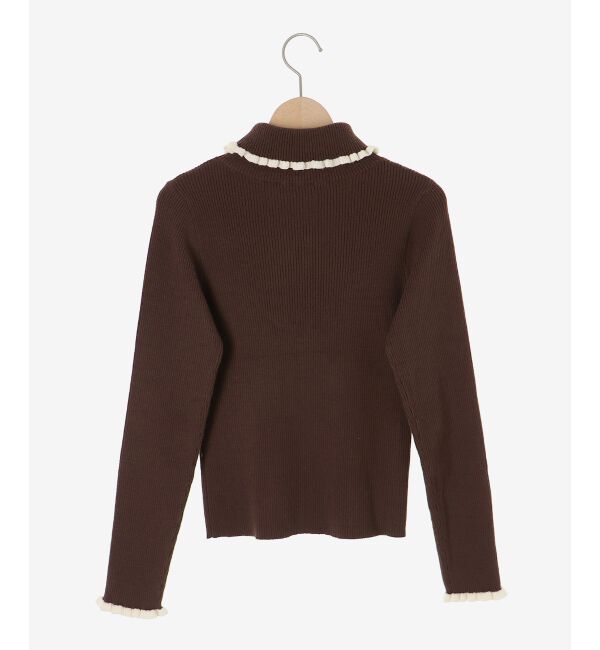  「パイピングフリルタートルニット」|ニット・セーター|