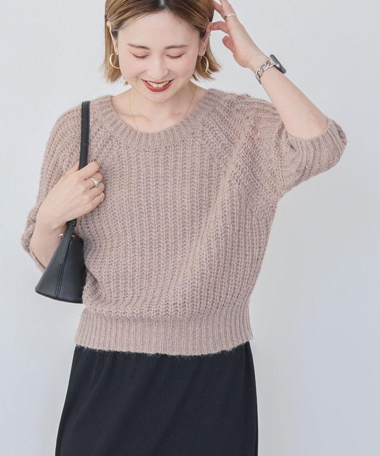 AMERICAN HOLIC「モヘヤ風シアー半袖ニットトップス」|ニット・セーター|