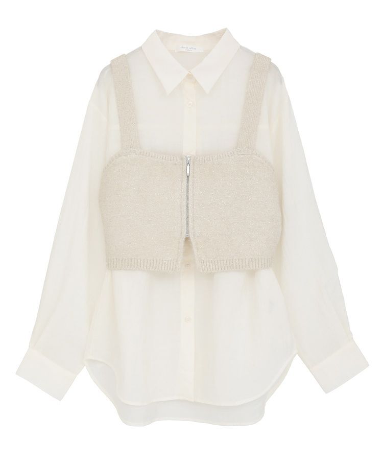 Green Parks「SET2点ラメシャギービスチェ+シャツ」|シャツ・ブラウス|