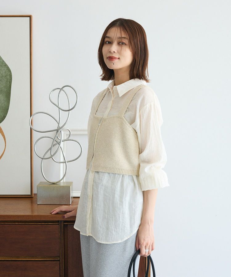 Green Parks「SET2点ラメシャギービスチェ+シャツ」|シャツ・ブラウス|