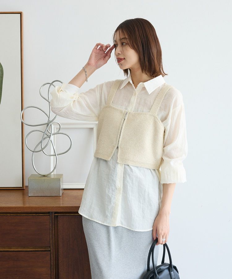 Green Parks「SET2点ラメシャギービスチェ+シャツ」|シャツ・ブラウス|