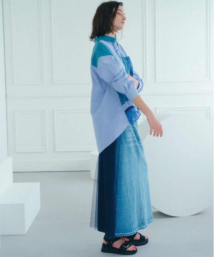 Editt by YECCA VECCA「素材MIXメタルラインデニムスカート」|スカート|