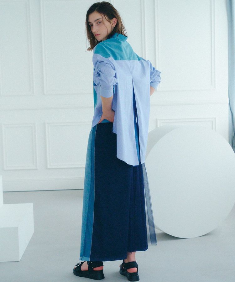 Editt by YECCA VECCA「素材MIXメタルラインデニムスカート」|スカート|