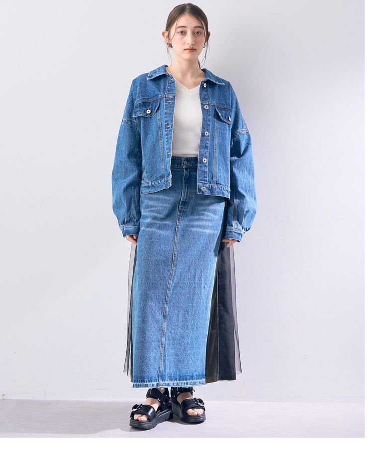 Editt by YECCA VECCA「素材MIXメタルラインデニムスカート」|スカート|
