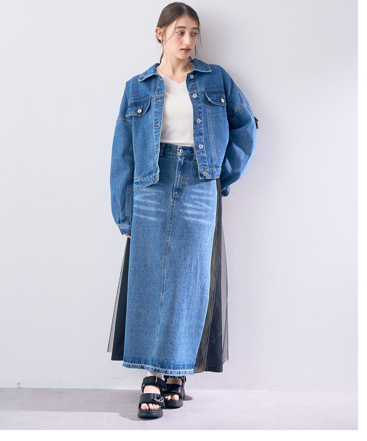 Editt by YECCA VECCA「素材MIXメタルラインデニムスカート」|スカート|