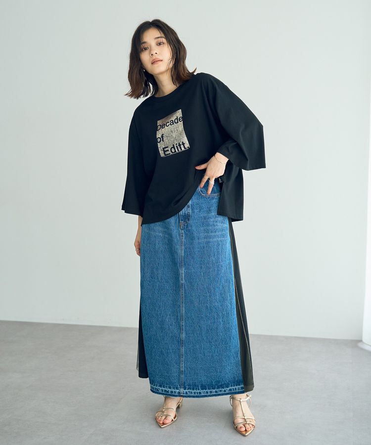 Editt by YECCA VECCA「素材MIXメタルラインデニムスカート」|スカート|