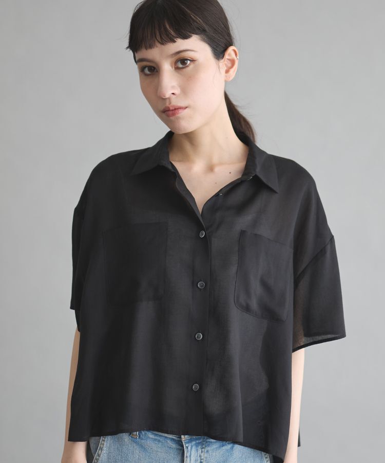 GARAGE OF GOOD CLOTHING「【日本製】ボイルローンハーフスリーブブラウス」|シャツ・ブラウス|Black
