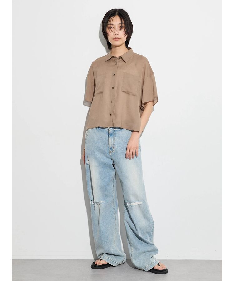 GARAGE OF GOOD CLOTHING「【日本製】ボイルローンハーフスリーブブラウス」|シャツ・ブラウス|