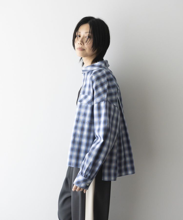 GARAGE OF GOOD CLOTHING「オンブレチェックショート丈シャツ」|シャツ・ブラウス|