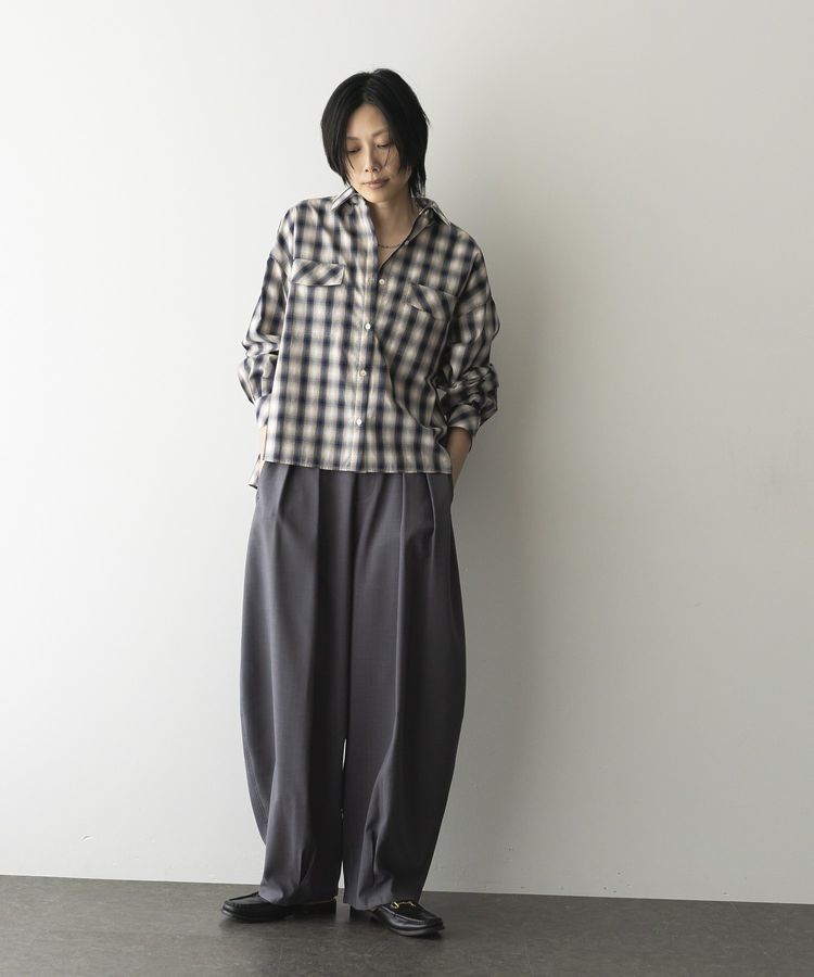 GARAGE OF GOOD CLOTHING「オンブレチェックショート丈シャツ」|シャツ・ブラウス|