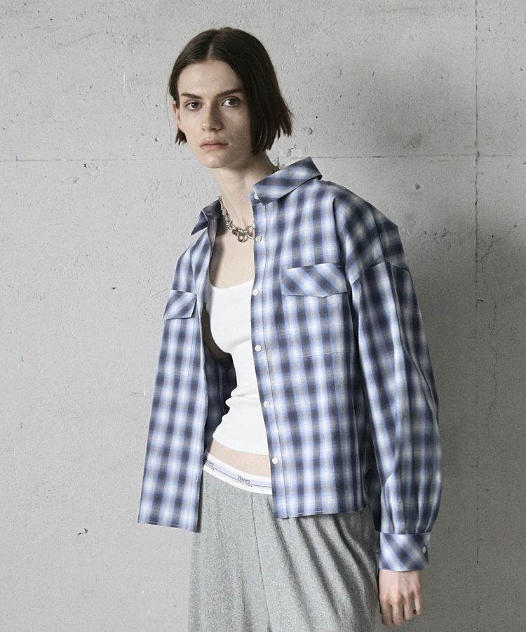 GARAGE OF GOOD CLOTHING「オンブレチェックショート丈シャツ」|シャツ・ブラウス|
