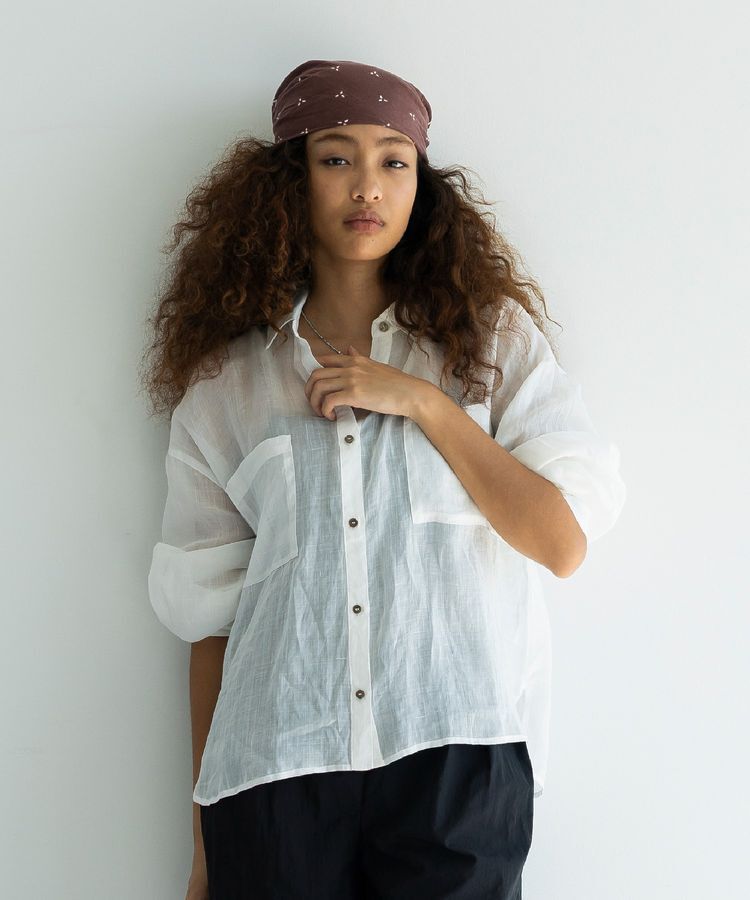 GARAGE OF GOOD CLOTHING「リネンポケット付きクロップドシャツ」|シャツ・ブラウス|Off White
